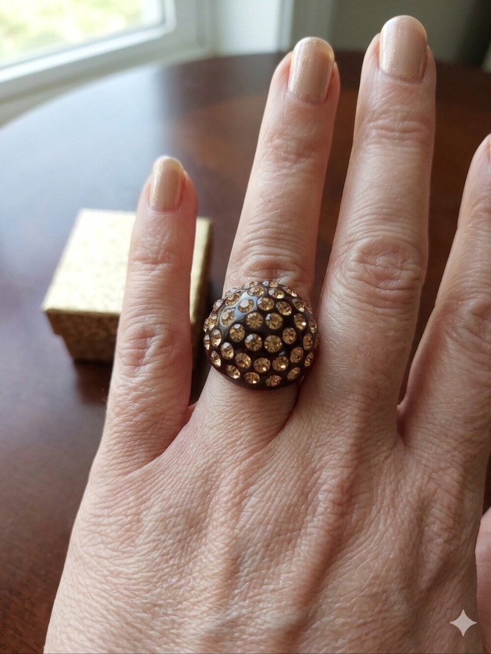 Resin Crystal Dome Cocktail Ring - Women Jewelry